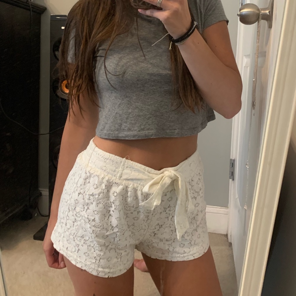White lace shorts